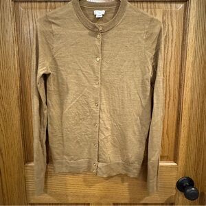 J.Crew Caryn Cardigan. Merino Wool Blend. Heather Brown w/Gold Buttons. Small